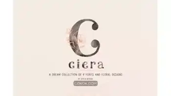 دانلود فونت طرح دار آبرنگی Ciera watercolor svg font, florals & logos