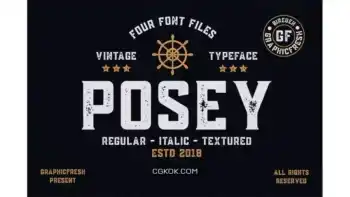 دانلود فونت انگلیسی کلاسیک Posey – Vintage Type | 4 Font Files