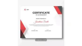 دانلود طرح لایه باز لوح تقدیر انتزاعی Abstract red black and grey geometric shapes certificate
