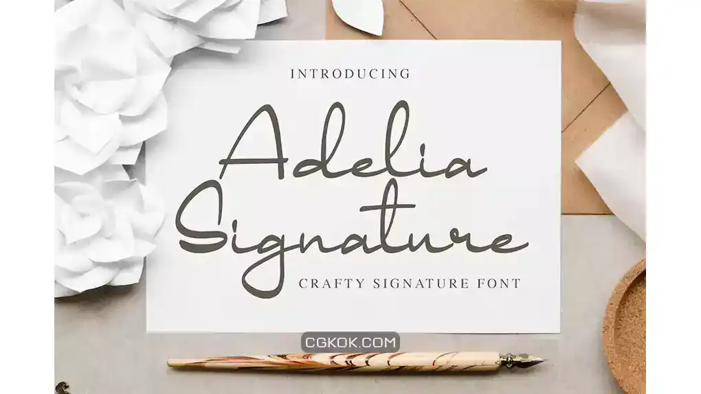 دانلود فونت انگلیسی به سبک امضا Adelia Signature – Crafty Signature Font