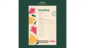 دانلود طرح لایه باز فاکتور Fresh and beautiful flowers invoice