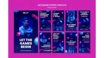 دانلود طرح لایه باز استوری اینستاگرام گیمینگ Video game social media stories
