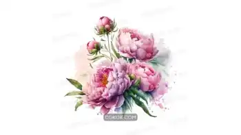 دانلود وکتور گل پئونی صورتی