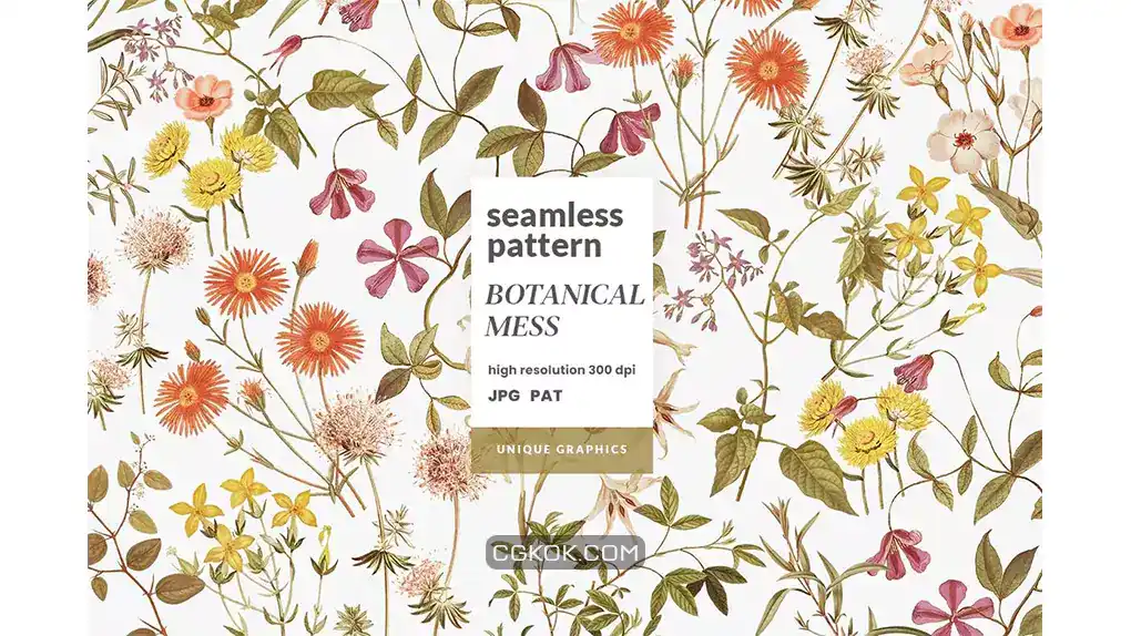 دانلود پترن گل و گیاه Botanical Mess Pattern
