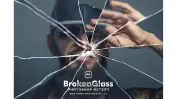 دانلود اکشن فتوشاپ ایجاد افکت شیشه شکسته بر روی تصاویر Broken Glass Photoshop Action