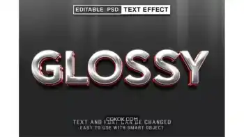 دانلود افکت متن براق Glossy Editable Psd Text Effect