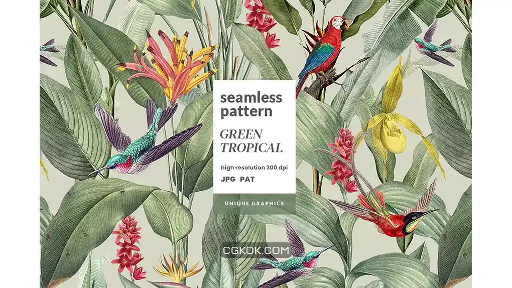 دانلود پترن گیاهان گرمسیری Green Tropical Pattern