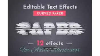 دانلود 12 افکت متن Curved Paper Vector Text Effects