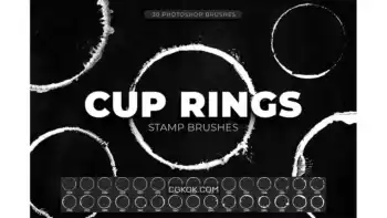 دانلود 30 براش حلقه فنجان قهوه Coffee Cup Rings Photoshop Brushes