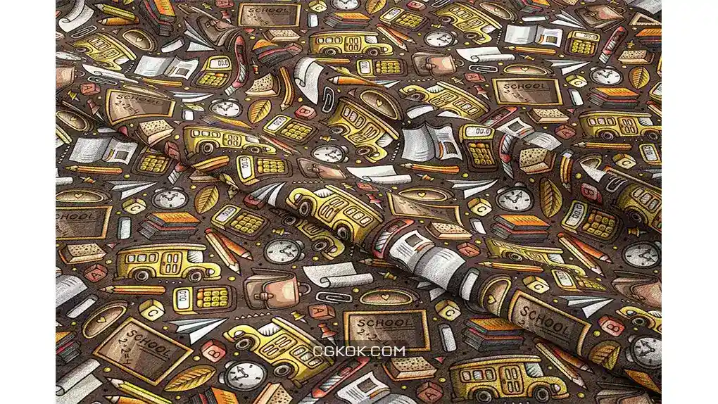 دانلود پترن بازگشایی مدرسه کارتونی Back to School Cartoon Seamless Pattern