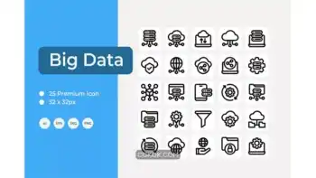 دانلود 25 آیکون بیگ دیتا Big Data Icon Set