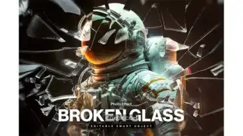 دانلود افکت شیشه شکسته روی عکس Broken Glass Photo Effect Template