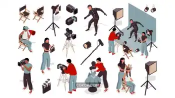دانلود ایلوستریشن ایزومتریک فیلمبرداری Cinematography Isometric People