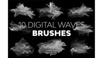 دانلود 10 براش امواج دیجیتال فتوشاپ Digital Waves Brushes