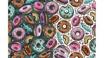 دانلود پترن دونات کارتونی Donuts Cartoon Seamless Pattern