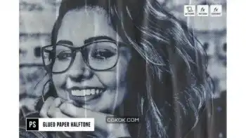 دانلود اکشن فتوشاپ افکت هافتون روی عکس Glued Paper Halftone Photo Effect