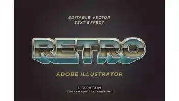 دانلود افکت متن سبز رترو Green retro editable vector grain text effect
