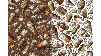 دانلود پترن بستنی کارتونی Ice Cream Cartoon Seamless Pattern