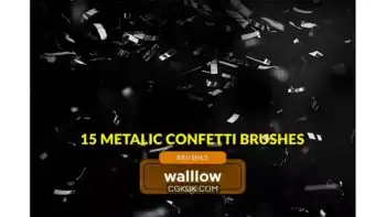 دانلود 15 براش نقاشی دیجیتال کاغذ رنگی متالیک فتوشاپ Metallic confetti photoshop digital brushes