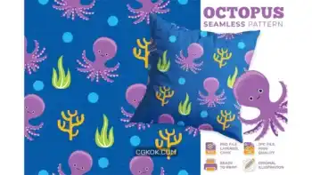 دانلود پترن اختاپوس Octopus Seamless Pattern