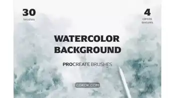 دانلود 30 براش پروکریت آبرنگی Procreate Watercolor Brushes for BG