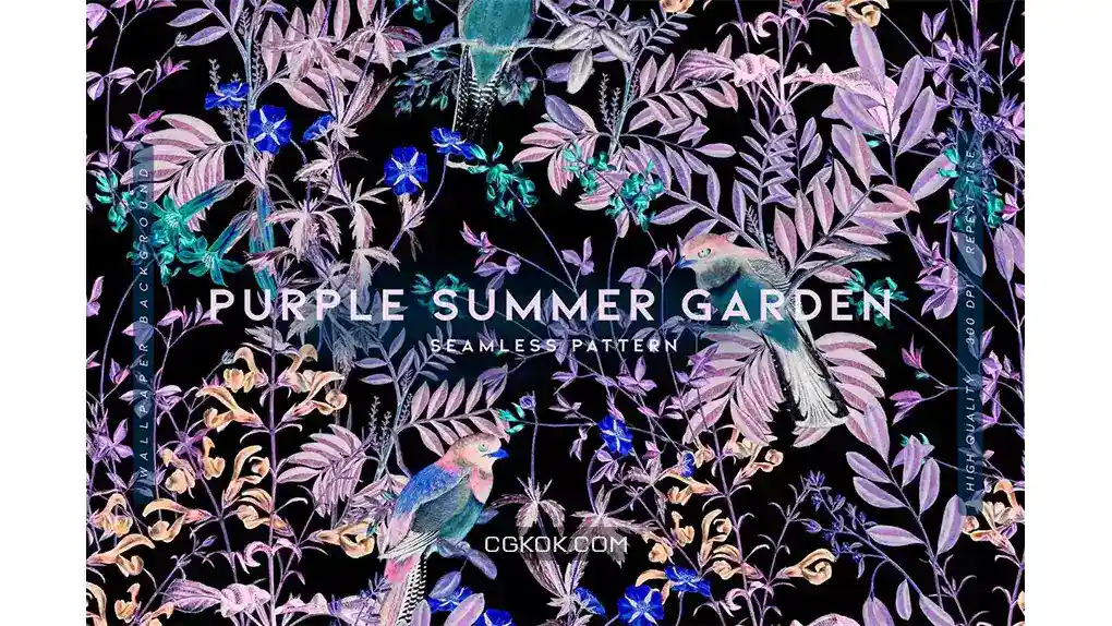 دانلود پترن گل های بنفش Purple Summer Garden